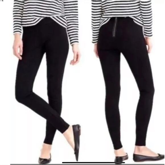 2/$30 J. Crew Pixie Ponte Pants Black Skinny Cropped Elastic Waist Size 00 Short - Picture 1 of 11